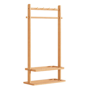 chinese clothes garment display hange rack for store corner clothes rack free standing  wood shevlfs coat hooks