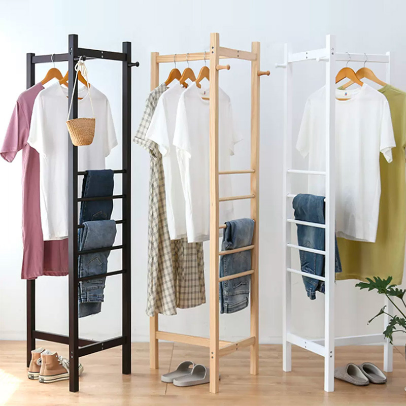 Wooden Three-legged Corner Coat Hat Drying Rack Bedroom hanger floor living room pine wood hanger coat stand