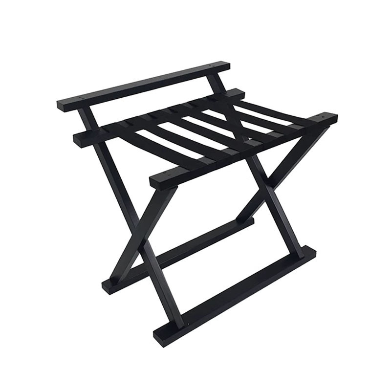 Hot Selling Custom 2 Tiers Wooden Folding Baggage Luggage Rack Hotel Room Suitcase Stand With Straps