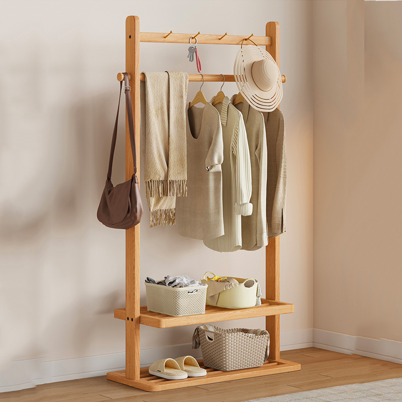 chinese clothes garment display hange rack for store corner clothes rack free standing  wood shevlfs coat hooks