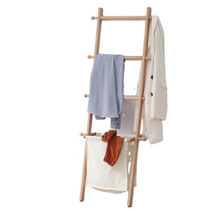 Adjustable Livingroom Bedroom Bathroom  Free Standing Towel  Shelf Wall Leaning Ladder rack Wooden Quilt Blanket Holder Stand