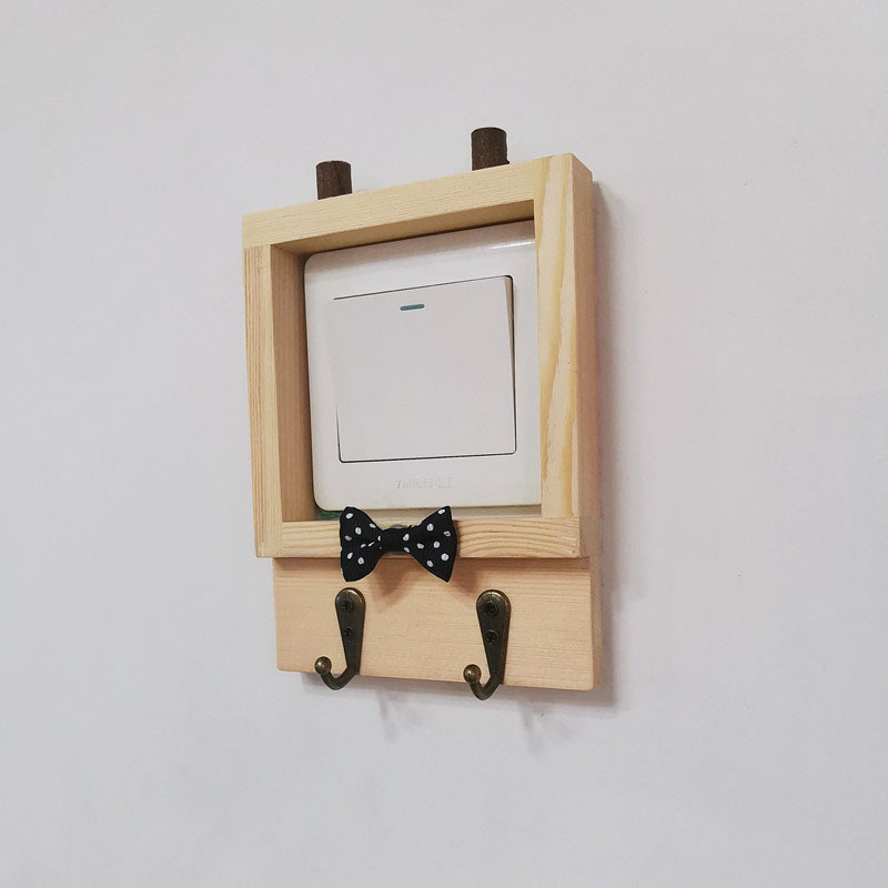 Switch Wall Stickers Protective Cover Creative Light Switch Panel Frame wood Wall Socket Decorative Sets