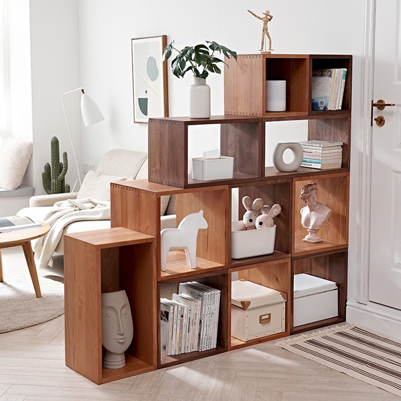 Home livingroom school Wooden Display shelf free combination lattice cabinet bookcases Kids Organizer Natural Book Shelf