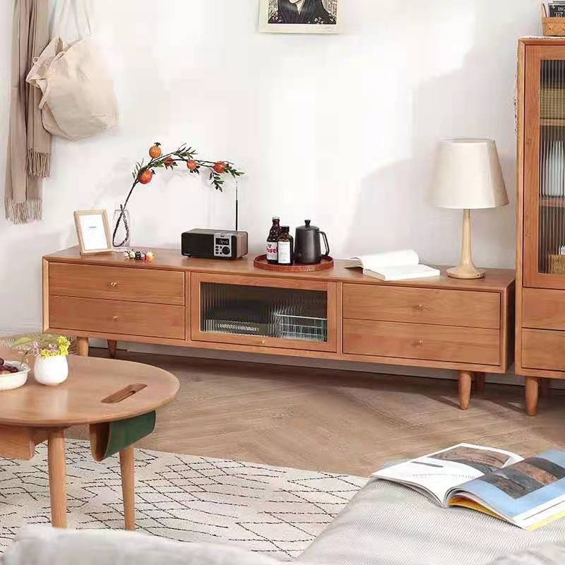 Customize Factory Price Modern Living Room Furniture Cherry wood TV Stand Cabinet With Drawers