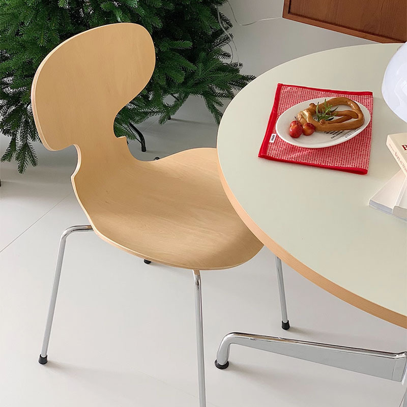 INS style casual dining chair Backrest Wooden Restaurant Chairs Metal Plywood Bentwood Dining Chairs