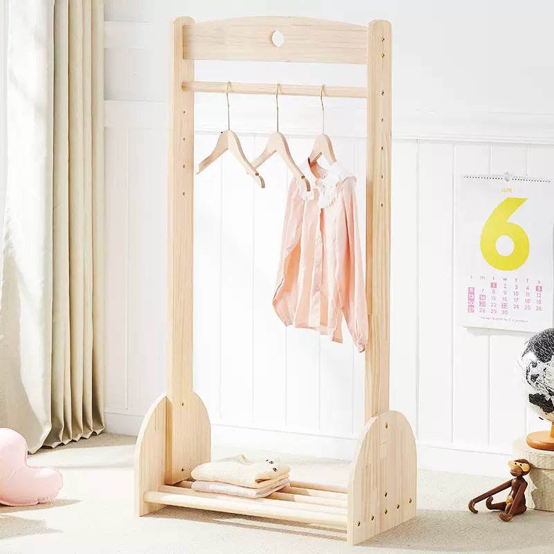 Home Child Entryway Organizer Display Stands pine Wooden Coat Rack with Storage Bin