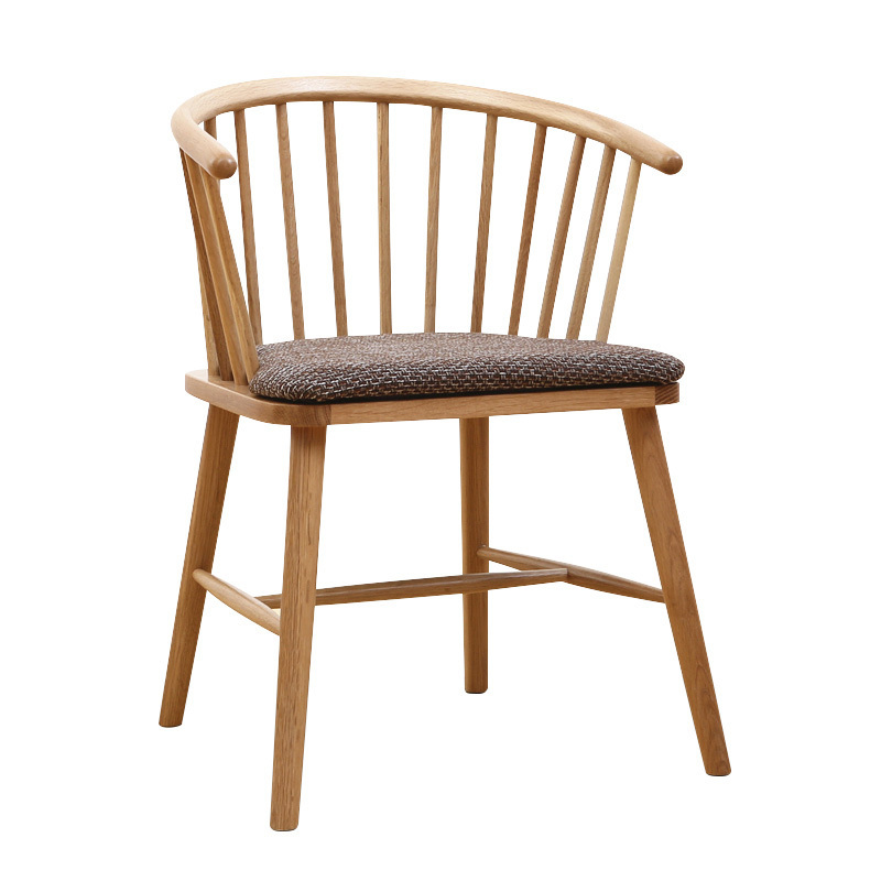 Modern Farmhouse Spindle Solid Wood Back Windsor Circle Chair Simple Home Dining Chair