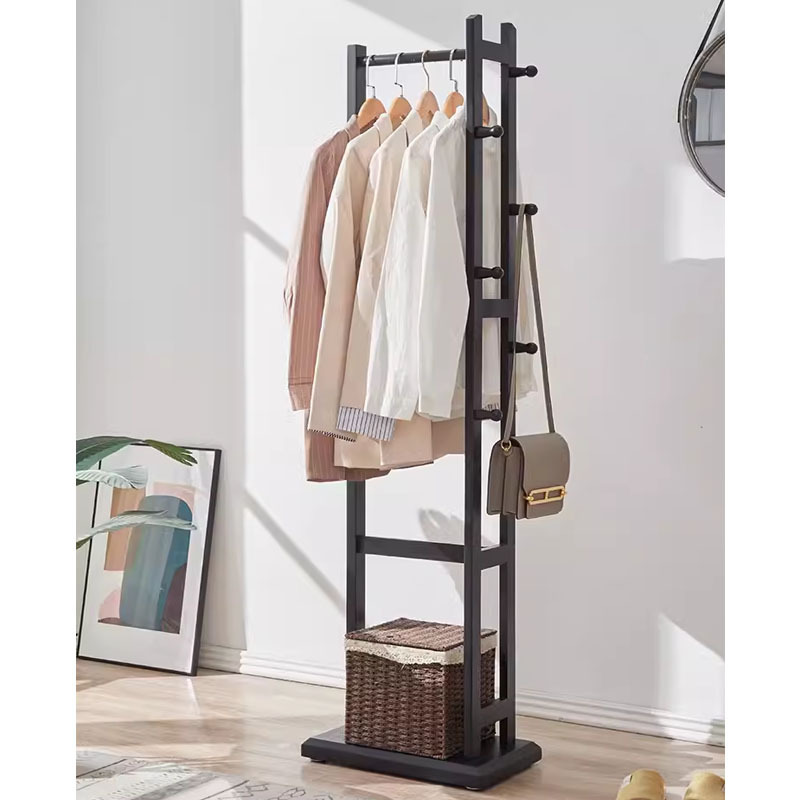 Multifunctional Wood Clothing Garment Rack with Shelves Clothes Hanging Rack Stand for Child Kids Adults Coat