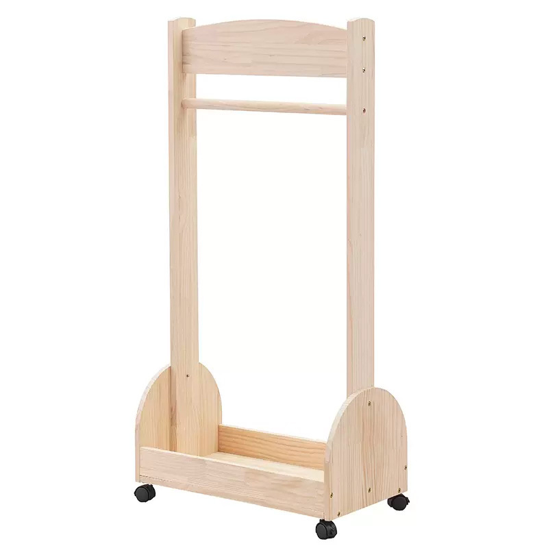 Home Child Entryway Organizer Display Stands pine Wooden Coat Rack with Storage Bin