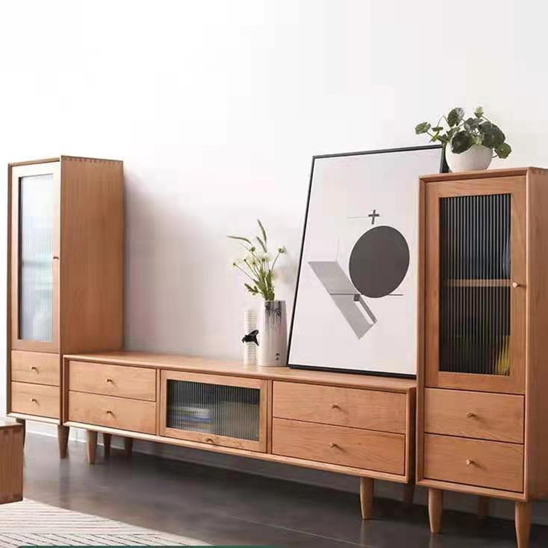 Customize Factory Price Modern Living Room Furniture Cherry wood TV Stand Cabinet With Drawers