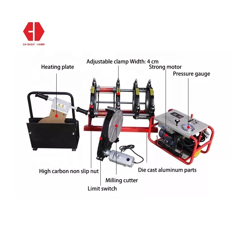 hot melt 90-315mm HDPE pipe butt welding machine hydraulic butt fusion welding for pe pipe