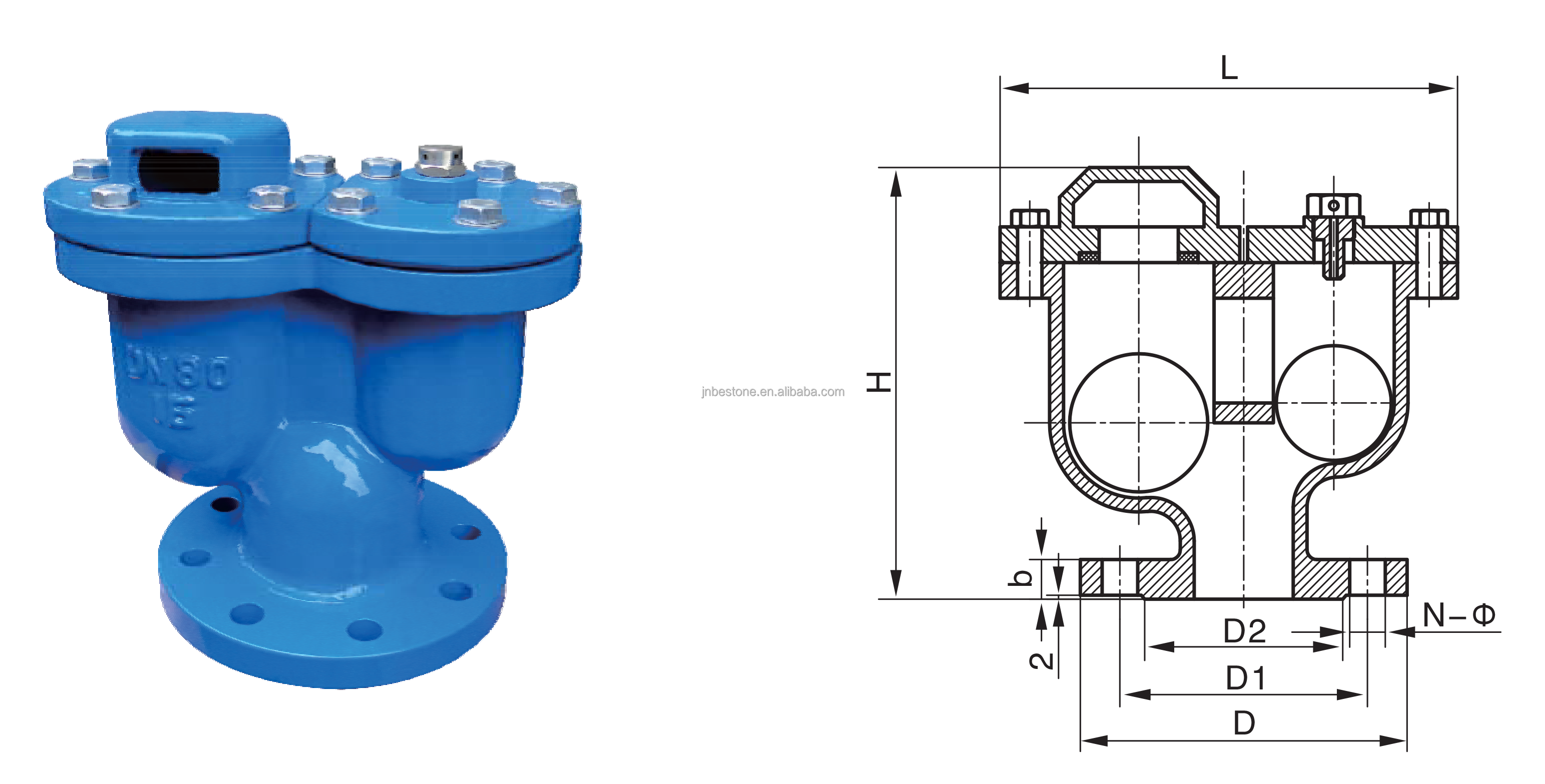 Ductile iron Flange Air Release Valve double ball air release Valve