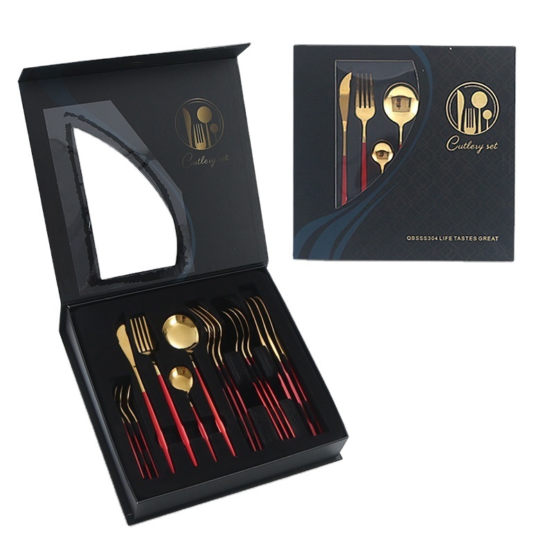 wholesale products Stainless steel tableware set Portugal 16 piece knife fork and spoon gift box set kitchen accessories