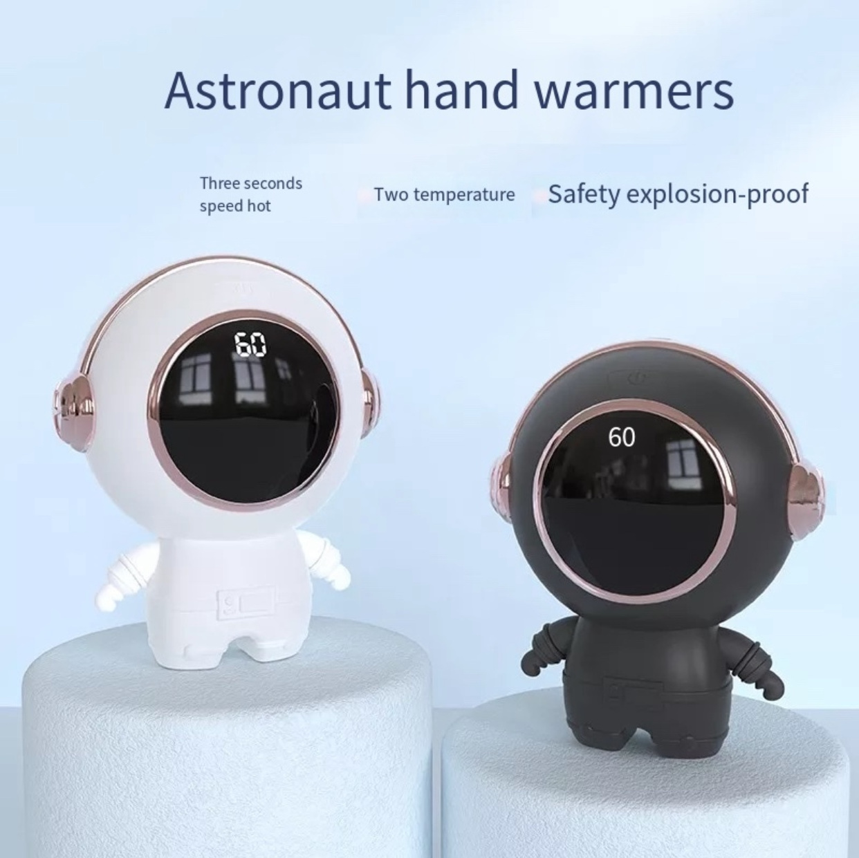 New USB Astronaut Rechargeable Hand Warmer Rechargeable Hot Water Bottle Astronaut Digital Display Temperature Control Warm Baby