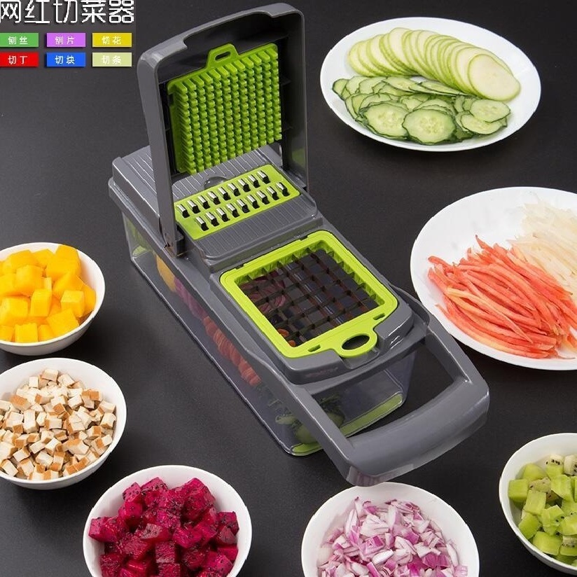 Kitchen multifunctional vegetable chopping and dicing artifact peeling potato slicing artifact household drain basket