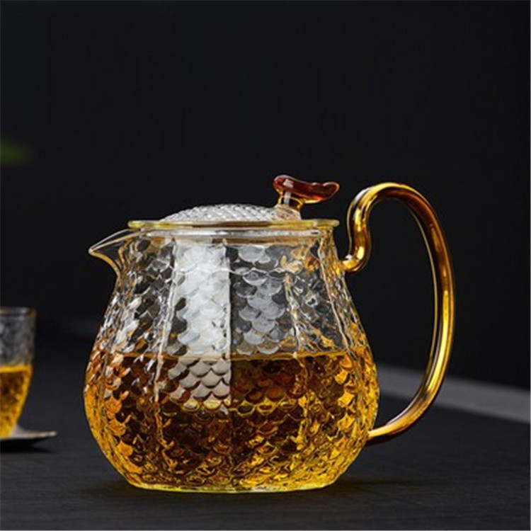 High temperature glass tea set hammer pattern dragon scale kettle filter brewing teapot home tea brewer Black tea Kung fu teacup