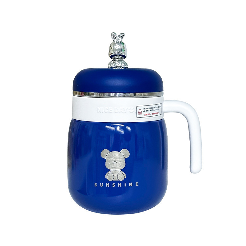 Cool electric bear thermos cup for girls with handle office coffee stainless steel mug tea water separation tea kettle