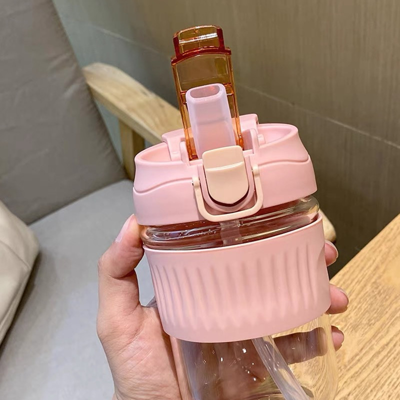 Coffee cup children's direct drinking plastic cup fashion portable couple straw cup gift wholesale products  kids water bottle