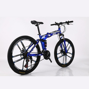 Cross-border wholesale folding mountain bike adult variable speed mountain  soft tail student bike outdoor cross-country bike