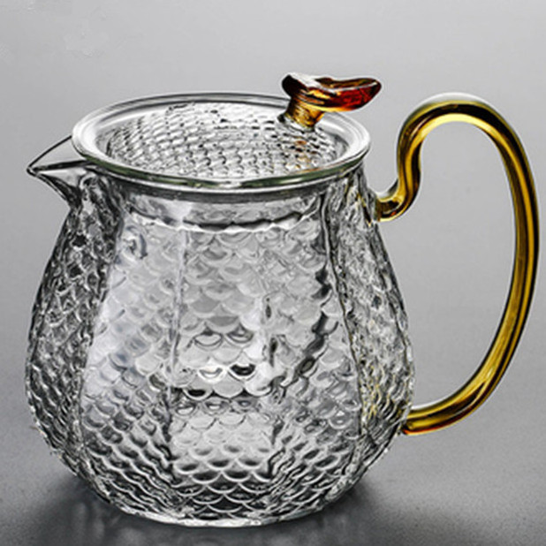 High temperature glass tea set hammer pattern dragon scale kettle filter brewing teapot home tea brewer Black tea Kung fu teacup