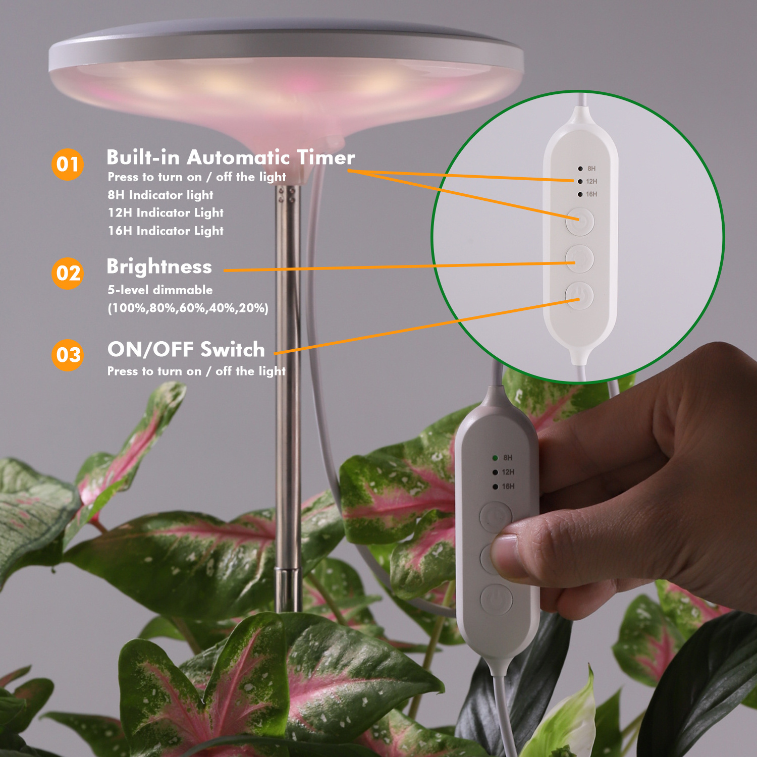 J&C planter mate 14w umbrella plus big small plants indoor garden system smart indoor grow light for plants