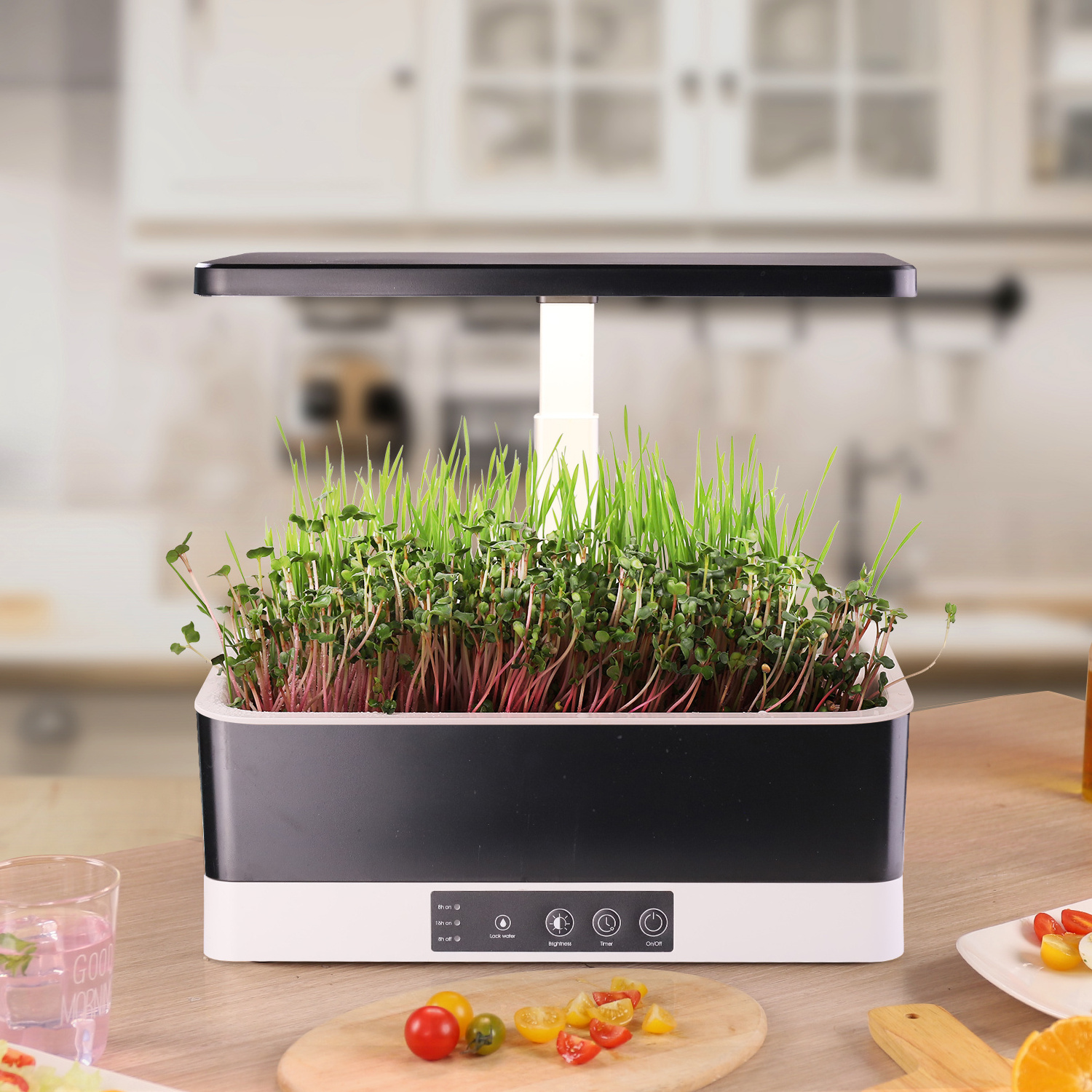 J&C indoor gardening system microgreen growing system indoor garden hydroponic smart included LED grow light and growing trays