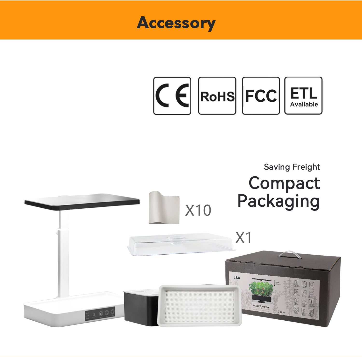 J&C indoor gardening system microgreen growing system indoor garden hydroponic smart included LED grow light and growing trays