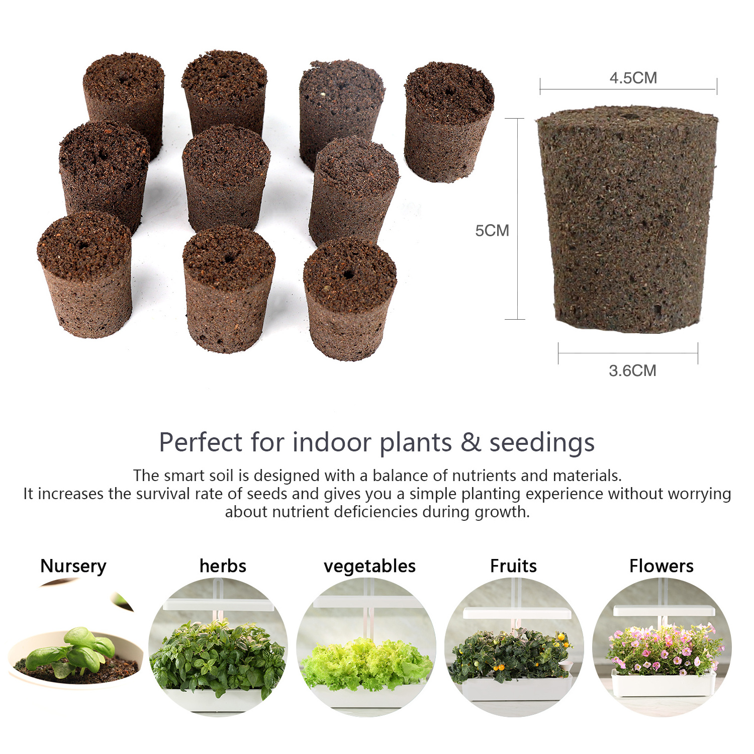 Smart Soil with nutrition peat soil block 10 pieces/set germination kit hydroponic indoor planter smart garden pods