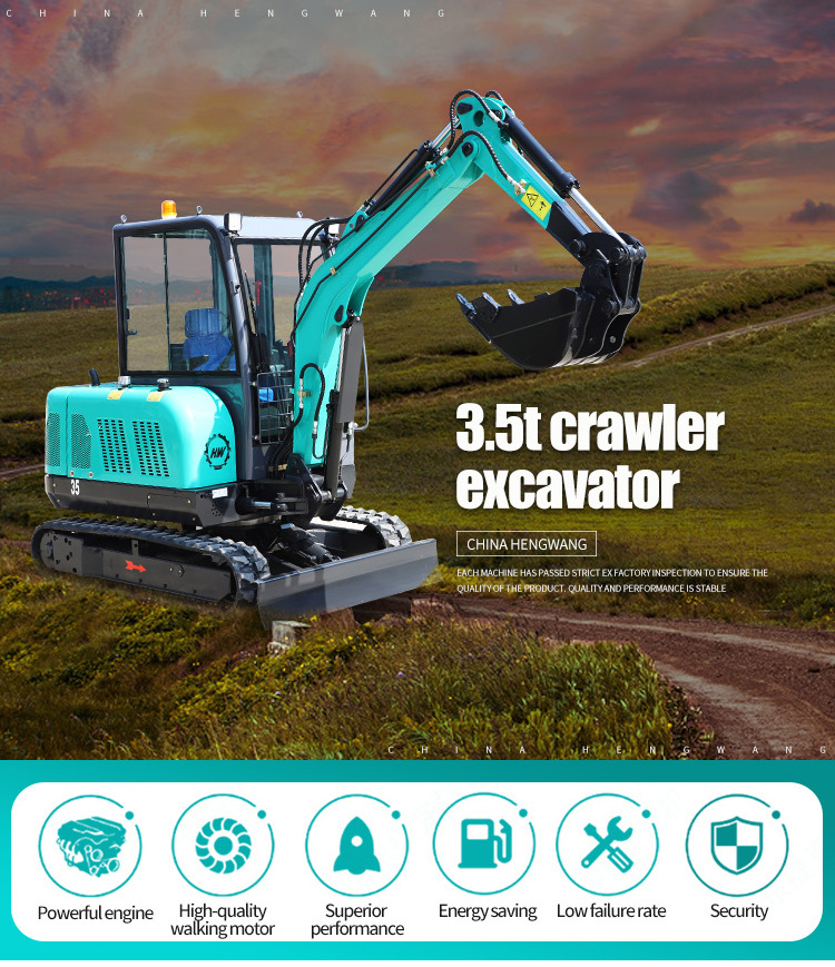 HENGWANG micro digger excavator soil digger machine hand drilling mini digger 1ton bagger