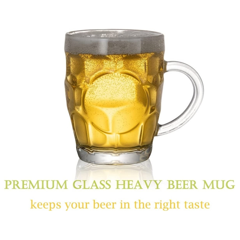 Dimple Beer Mug Set of 2-20 Ounce Heavy British Pub Thick Glass with Handle - Stein Cup for Beer Lover at Home Party BBQ