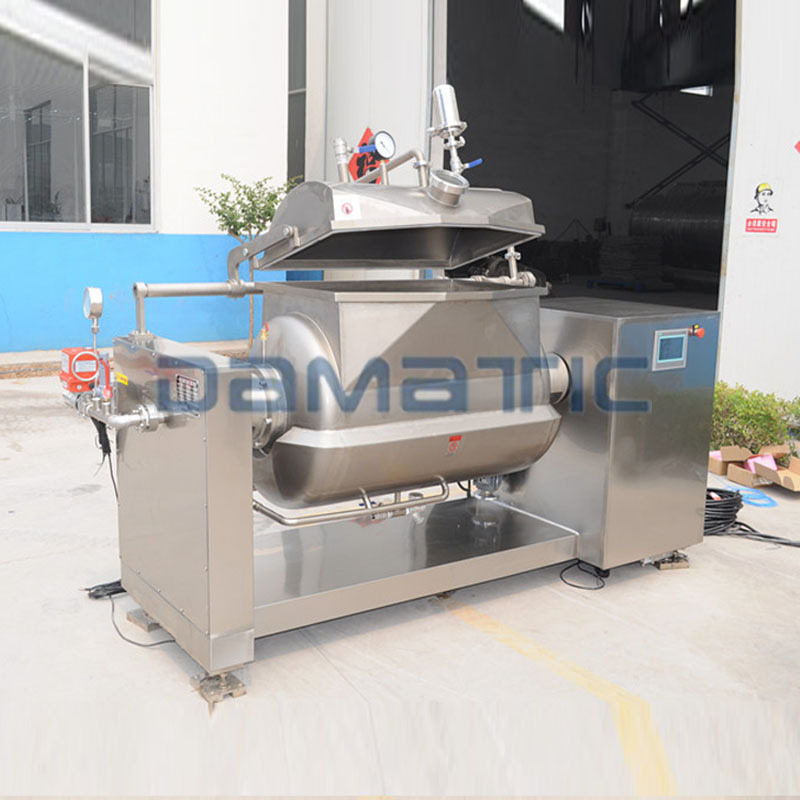 Stainless steel large industrial steam heating horizontal vacuum agitator cooking kettle with mixer for jam making