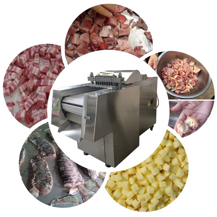 Meat Cutting Processing Equipment Slice Deli Meat Dicer Strip Nuggets Chicken Bone Cube Cutter Machine Fresh Meat Slicer Blade