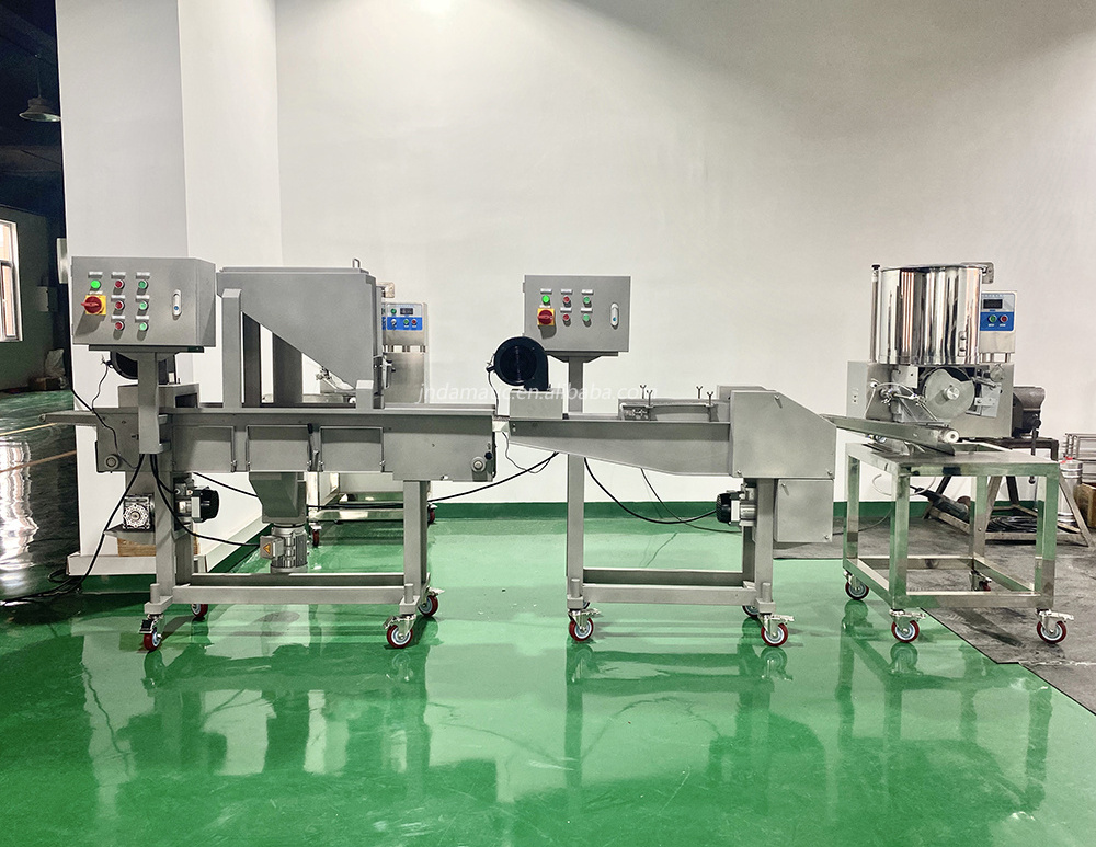 Automatic Tempura Hamburger Patty Fish Fillet Shashlik Bread Evenly Coat Spraying Crumbing Battering Machines Price