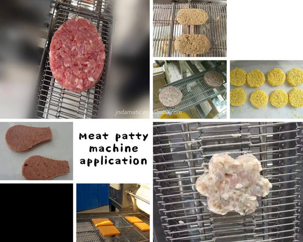 Automatic Chicken Pie Fillet Burger Meat Patty Hamburger Patty Meat Patty Form Forming Continuous Easy Operation Production Line