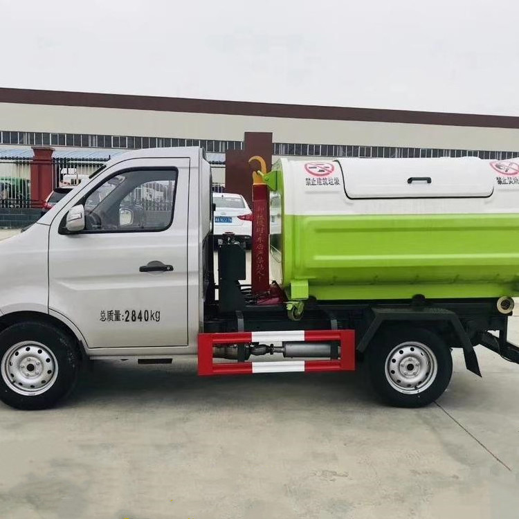 Mini garbage truck road on road off bin hook lifter garbage truck