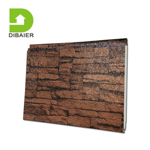 DIBAIER Siding Carved Outdoor PU Sandwich Panels Faux Stone Embossed Metal Wall Boards