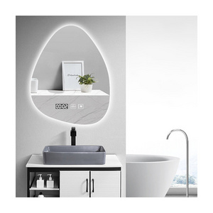 Irregular Teardrop Shape Smart Led Mirror Wall-Mounted Touch Screen Bathroom Mirror With Led Light