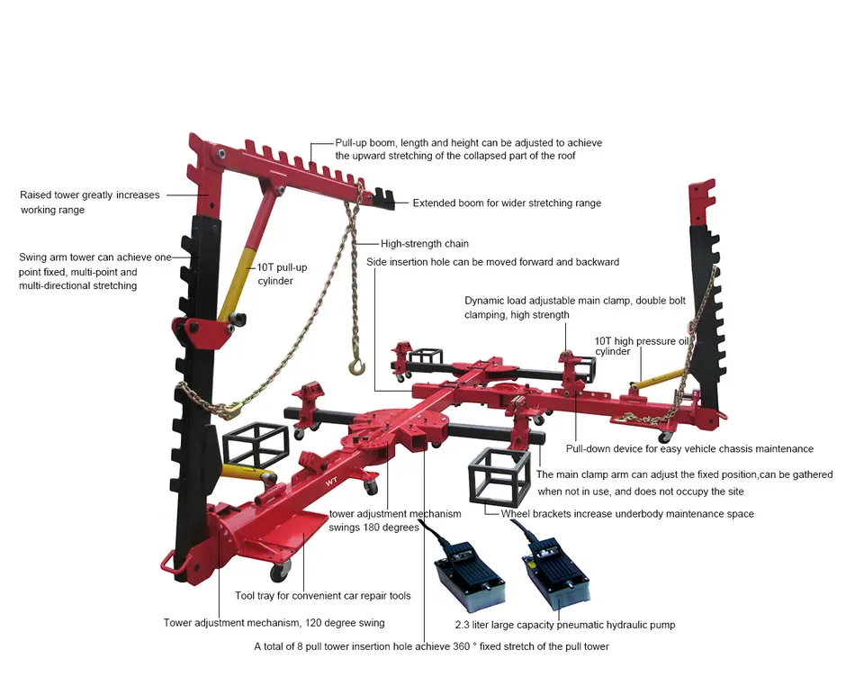 Hot Sale 3000kg Automotive Chassis Frame Bench body collision accident quick repair system Pulling Machine Frame straightener