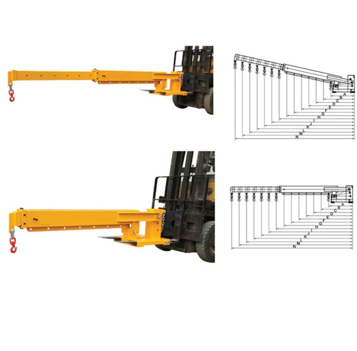 extendable forklift jib fork mounted crane jib forklift crane attachment