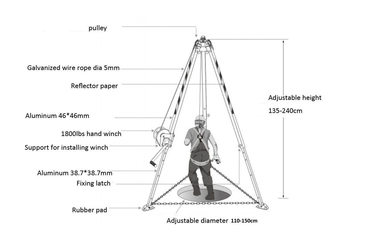 wholesale rescue equipment  outdoors Fire  aluminum Safety emergency rescue tripod with hand winch