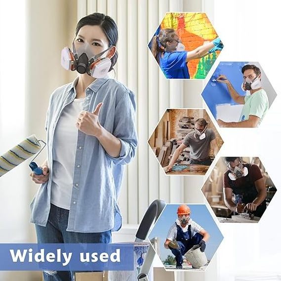 High Filtration Masks Chemical Respiratory Protection Construction Half Face Gas Mask with Safety Glasses