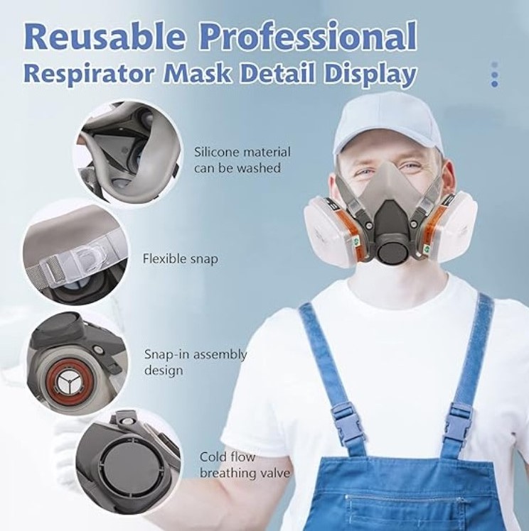 Full Face Rubber Particulate Respirator with Double Filters Gas Mask