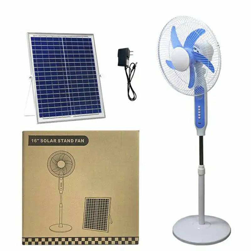 12Inch 16Inch 18Inch Electric Fan Solar Power Fan Rechargeable with Solar Panels LiFePO4 Battery Stand With LED Light