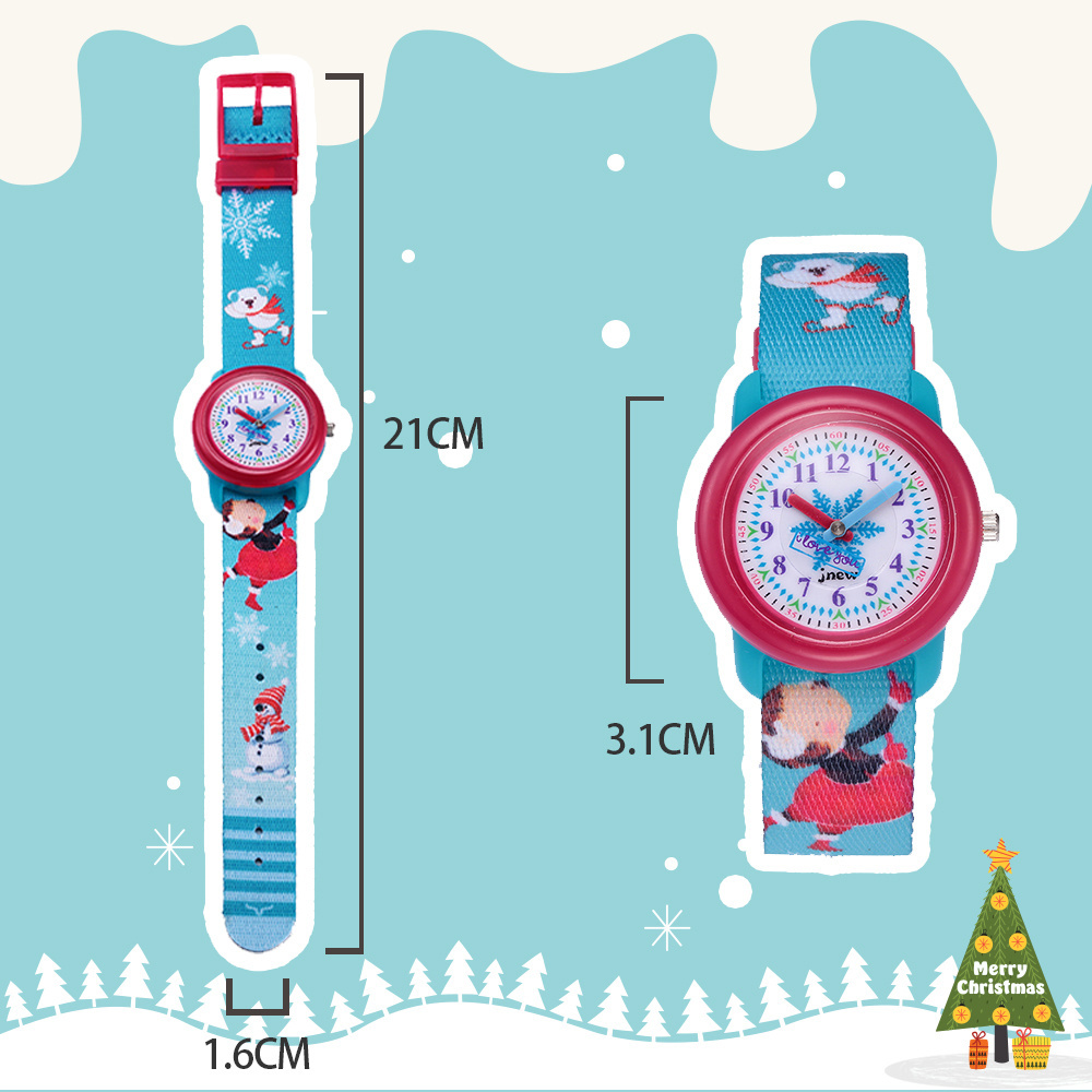 Flying dance in the snow Analog Resin Watch Dial ribbon band Cartoon Toddler Waterproof Watch for 5-7 Year Gift