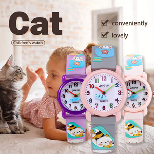 2023 Scheming cat quartz watches japan movt. quartz watch stainless steel back Kids Watch