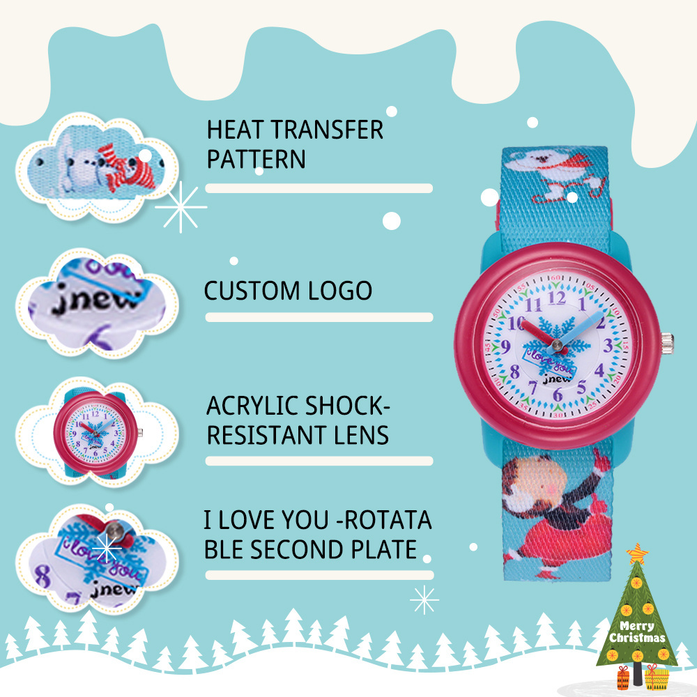 Flying dance in the snow Analog Resin Watch Dial ribbon band Cartoon Toddler Waterproof Watch for 5-7 Year Gift