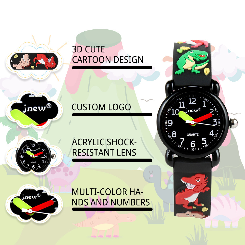 fashion Dinosaur Ultra-thin cartoon  customized animal 3d cartoon kids wrist watches baby kids analog watch for girls boys