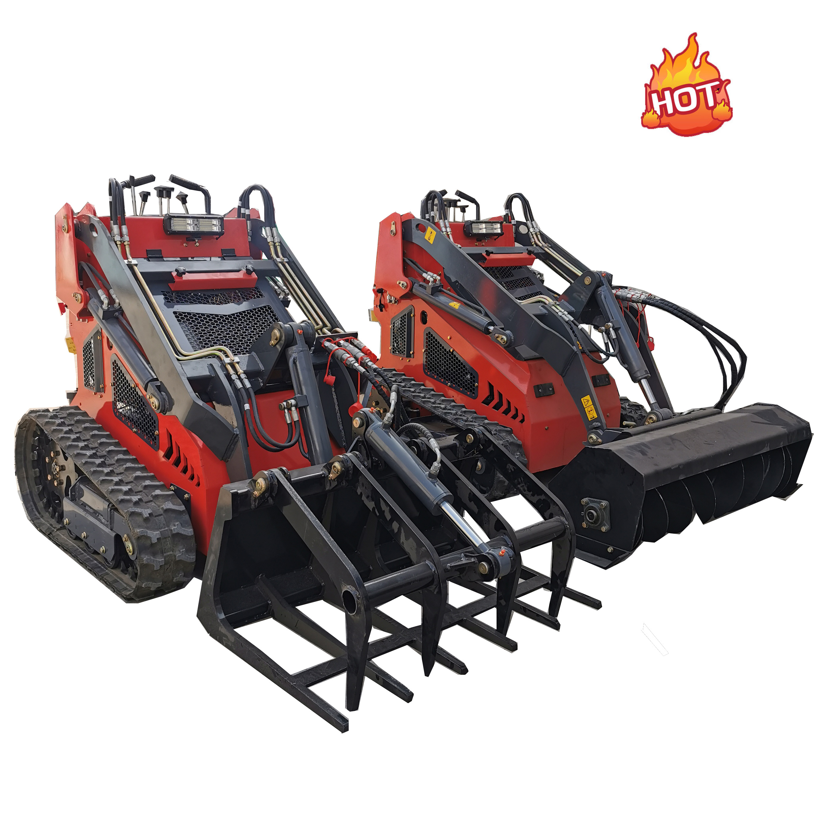 mini skid steer track loader attachments forestry stump grinder log grapple mini digger