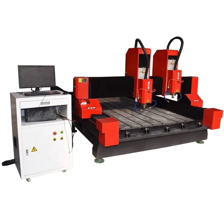 two heads tombstone engraving machine granite marble metal three-dimensional relief CNC stone engraving machine