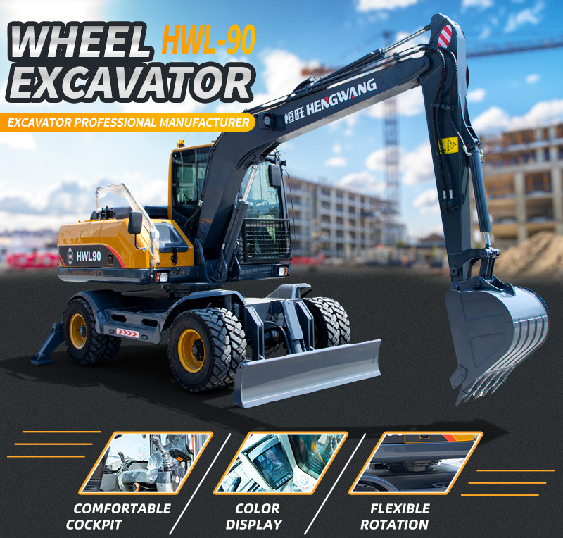 Earth moving machinery Hengwang 9 ton 13.5 ton 15 ton Tires Track excavator 6 ton 7 ton 8 ton Wheel Crawler Excavators